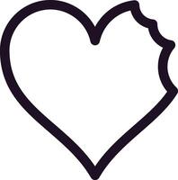 Simple illustration of a bitten heart with a bite on the upper right side, representing a broken heart, the end of a love or a lost relationship vector