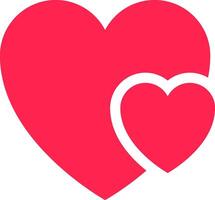 Two pink hearts overlapping, creating a symbol of love, affection, and togetherness, representing romantic relationships, family bonds, or strong friendships vector