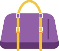 Purple travel bag featuring a vibrant yellow handle and straps, offering a stylish and practical accessory ideal for journeys and adventures, ensuring essentials are easily carried vector