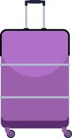 Large purple suitcase featuring wheels and an extended handle, perfect for travel and business trips, providing generous packing space and effortless mobility for every journey vector