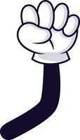 Cartoon hand displaying a playful gesture with four fingers raised, humorously symbolizing a specific meaning or form of communication in a vibrant and expressive manner vector