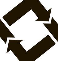 Two bold black arrows rotating clockwise create a square shape, representing a continuous process or infinite loop, emphasizing concepts of movement and flow in a modern design vector