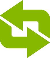 Green double arrows rotating in opposite directions, symbolizing concepts of exchange, sharing, and continuous circular processes, creating a sense of flow and connection vector