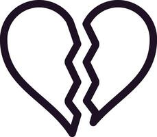 Minimalist illustration depicting a broken heart, symbolizing the end of a relationship while expressing deep feelings of sadness, heartbreak, and lost love vector