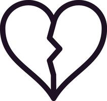 Minimalist drawing depicting a broken heart, symbolizing the end of a love relationship, divorce, or separation, while expressing deep sadness and emotional pain vector