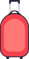 Stylish red rolling suitcase isolated on white background, representing travel, vacation, business trip, packing, and the excitement of new adventures vector
