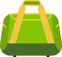 Green travel bag featuring vibrant yellow handles and wheels, symbolizing adventure and convenience while carrying personal belongings for vacations and journeys vector