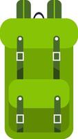 Green backpack featuring adjustable straps and multiple compartments, ideal for hiking, camping, and various outdoor activities, ensuring practicality and style for nature enthusiasts vector