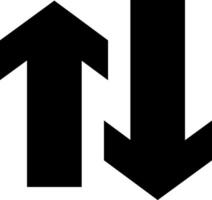 Featuring two black arrows, one directing upwards and the other downwards, representing contrasting directions, choices, or opposing concepts in a minimalist design vector