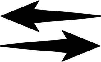 Two elongated black arrows are pointing in opposite directions, creating a dynamic visual suggesting opposing forces, choices, or a two way exchange vector