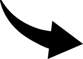 Black curved arrow pointing right, isolated against a white background, symbolizing direction, movement, and progress, effectively conveying concepts of navigation and forward momentum vector