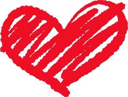 Hand drawn red crayon heart symbolizing love, affection, and romance, capturing the essence of Valentine's Day or any celebration of heartfelt emotions and connections vector