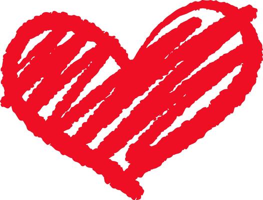 Hand drawn red crayon heart symbolizing love, affection, and romance, capturing the essence of Valentine's Day or any celebration of heartfelt emotions and connections