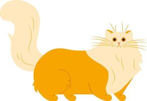 Cartoon illustration featuring a ginger cat standing proudly and displaying its large, fluffy tail, set against a clean white background for a charming visual appeal vector
