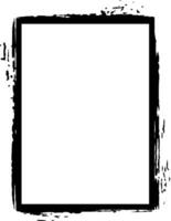 Black rectangular grunge frame with brush strokes creating a vintage border effect, ideal for adding a touch of distressed style to designs vector