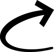 Black curved arrow pointing upward and to the right against a clean white background, serving as an effective symbol for direction, progress, and growth in various designs vector