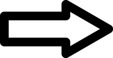 Simple black arrow pointing to the right with rounded edges, isolated illustration on a white background, ideal for indicating direction or progress vector