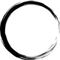 Hand drawn black grunge circle forming a dynamic frame with energetic brushstrokes, creating a captivating contrast against a clean white background and evoking a sense of motion vector