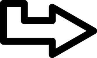 Simple black arrow pointing right with a return arrow directing upwards, representing a redirect action, set against a clean white background for clarity and focus vector