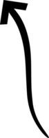 Simple black arrow pointing left and bending down, featuring a clean and modern design. Isolated on a white background, this illustration serves as a versatile navigation symbol vector