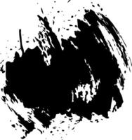 Large rough circular black brush stroke with splattered ink drops creates a textured abstract shape on a white background, perfect for adding a grunge or artistic touch to designs vector