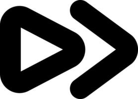 Merging play and forward symbols into a single black shape against a clean white background, creating a modern concept related to multimedia, audio, and vector