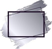 Black frame overlapping a silver paint stroke creating a modern and elegant background, ideal for projects related to art, design, fashion and luxury vector