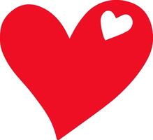 Stylized red heart shape with a smaller white heart shape nested inside, symbolizing love, affection, and romance on a clean white background vector