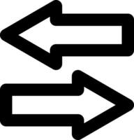 Two thick black arrows pointing in opposite directions represent a two way exchange or transfer of data and information, illustrating communication and connectivity in a digital context vector