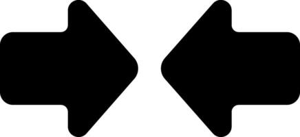 Two large, solid black arrows are pointing in opposite directions on a clean white background, creating a simple yet effective visual representation of opposing choices or contrasting concepts vector