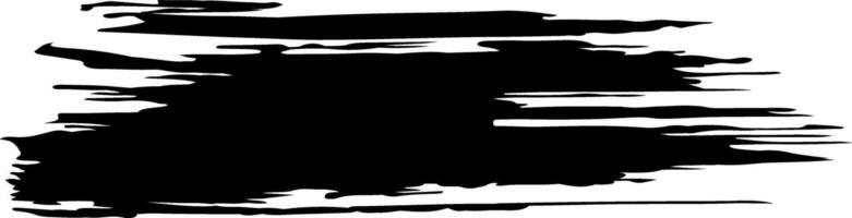 Wide black brush stroke creating a dynamic, textured shape on a clean white background, ideal for adding a touch of abstract art or grunge effect to designs vector