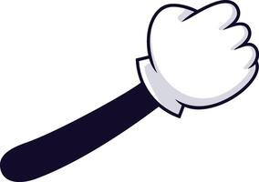 Cartoon hand with clenched fist and dark sleeve making a gesture, ideal for illustrations, comics, animations, stickers, and various design projects vector
