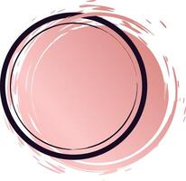 Double black circular border framing a pink brush stroke circle with gradient from dark to light pink on white background, ideal for beauty and fashion related designs vector