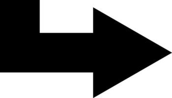 Simple black arrow pointing right, featuring a notch on the left side. Isolated illustration set against a clean white background, emphasizing clarity and direction vector