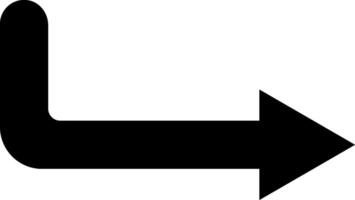 Simple black right arrow with rounded corner, ideal for indicating direction, progress, or movement in presentations, websites, and graphic designs, conveying a clear and concise visual message vector