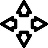 Four bold black arrows pointing in multiple directionsup, down, left, and rightrepresenting choices, navigation, and the complexities of decision making in various contexts vector
