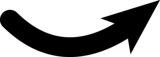 Black curved arrow pointing upward and to the right against a clean white background, serving as a simple yet effective symbol for indicating direction and progress vector
