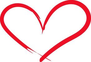 Red heart shape is drawn with visible brush strokes, symbolizing love, romance, and affection, perfect for Valentine's Day or any occasion celebrating love vector