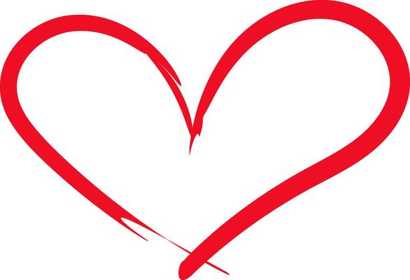 Red heart shape is drawn with visible brush strokes, symbolizing love, romance, and affection, perfect for Valentine's Day or any occasion celebrating love