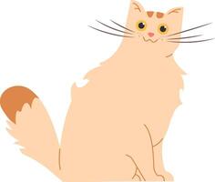 Cute cartoon illustration of a ginger cat sitting with its tail up, showing a happy expression, perfect for children's books, pet products, or any project needing a touch of feline charm vector