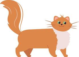 Adorable ginger cat with green eyes and fluffy tail walking proudly, showcasing its playful and friendly nature, perfect for pet lovers and animal themes vector