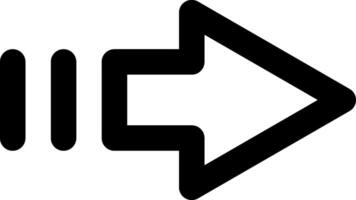 Minimalist illustration featuring a bold black arrow advancing forward with three speed lines, representing progress and innovation in a dynamic digital space vector