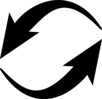 Two curved black arrows rotating clockwise create a circular shape, representing a continuous process or exchange, emphasizing movement and the concept of endless transformation vector
