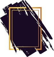 Golden frame bordering black brush strokes creating an elegant and artistic template on a white background, perfect for adding a touch of sophistication to any project vector