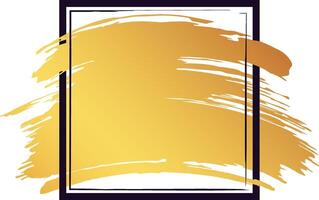 Golden brush stroke creating a vibrant and elegant background, with a black frame enclosing a white copy space, perfect for adding text or designs vector