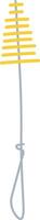 Yellow spiral pipe cleaner resting on a white background, featuring a convenient hanging loop, perfect for various crafts and creative projects, enhancing artistic expression and imaginative play vector