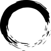 Hand drawn black brush stroke circle resembling a zen symbol, enso, captures a moment of freedom where the mind releases control, allowing the body to express creativity vector