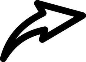 Bold, black curved arrow pointing right, representing progress and forward movement in a clean, minimalist design. Ideal for conveying direction and growth concepts vector