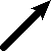 Minimalistic black arrow pointing upward and to the right on a clean white background, symbolizing growth, progress, and positive upward trends in business and finance vector