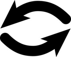 Two curved black arrows rotating in a circular motion, creating a continuous loop that symbolizes repetition, exchange, and the cyclical nature of processes and development vector